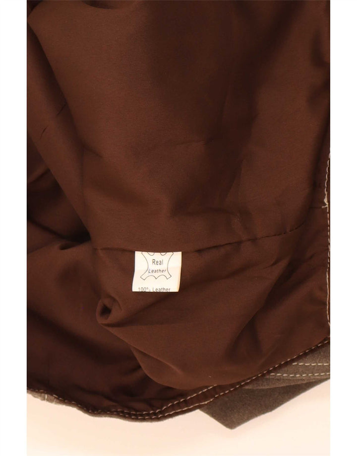 Colete vintage masculino de camurça de couro marrom médio