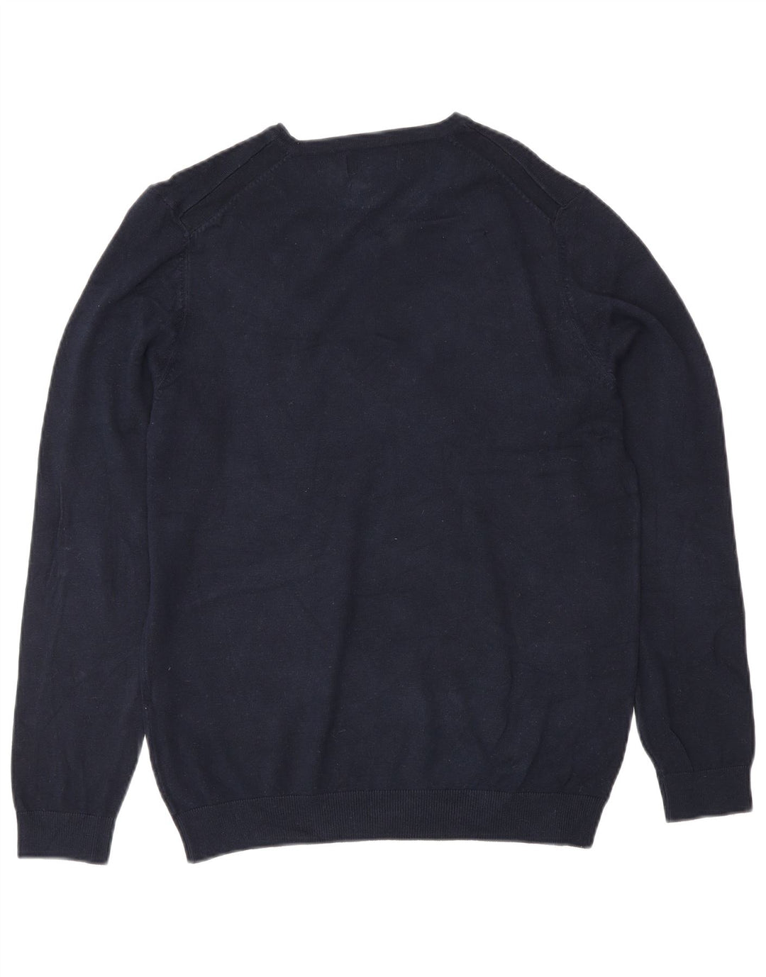 Suéter masculino Zara com decote em V pequeno azul marinho viscose clássico