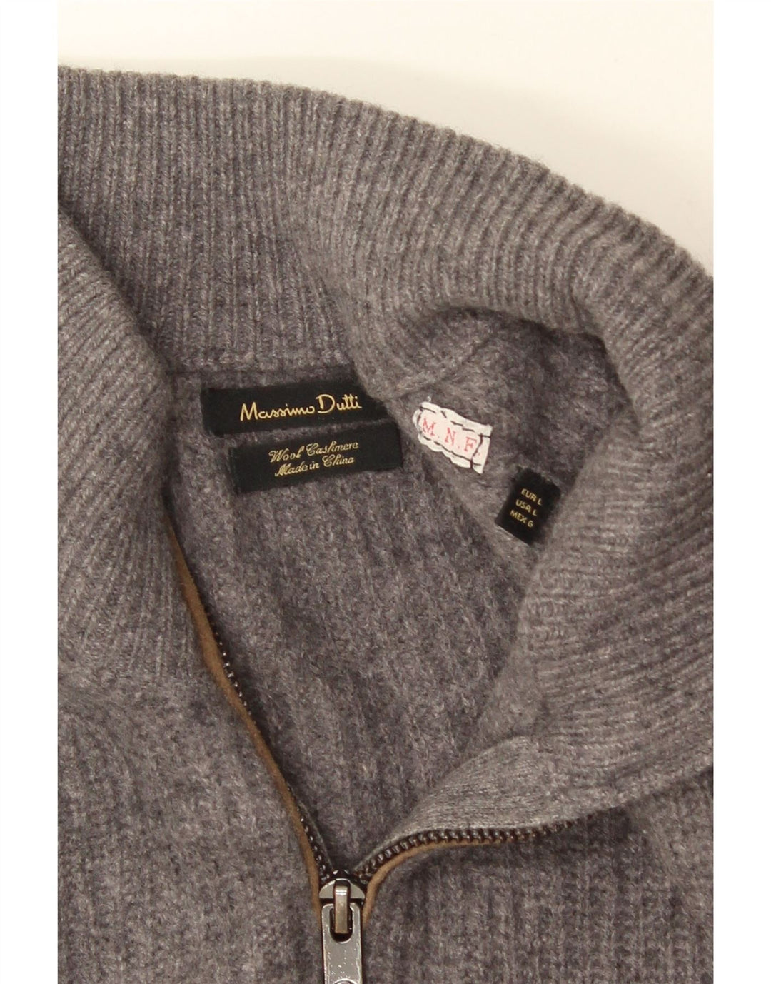 Suéter cardigã masculino MASSIMO DUTTI grande lã cinza