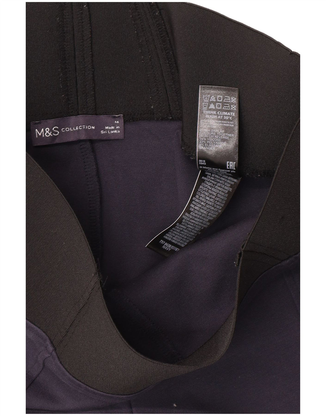 Leggings femininas Marks & Spencer Reino Unido 14 viscose azul marinho médio