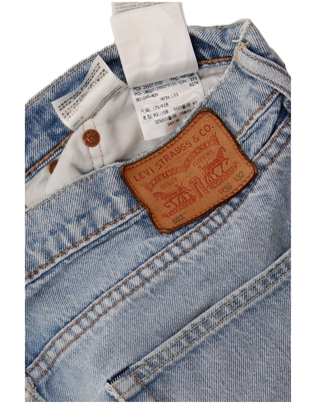 Levi's Masculino 502 Tapered Jeans W36 L32 Azul Algodão
