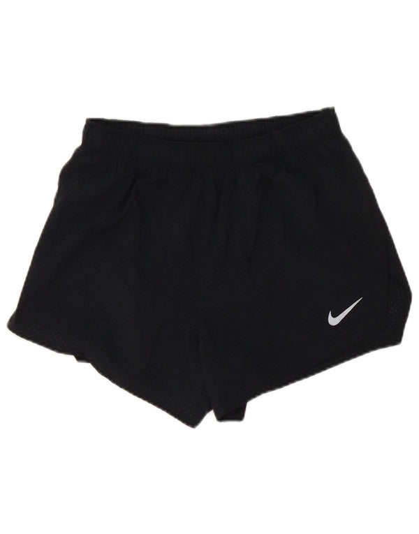 Shorts esportivos femininos Nike Dri Fit UK 12 poliéster preto médio