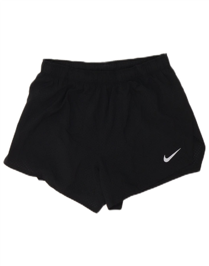 Shorts esportivos femininos Nike Dri Fit UK 12 poliéster preto médio