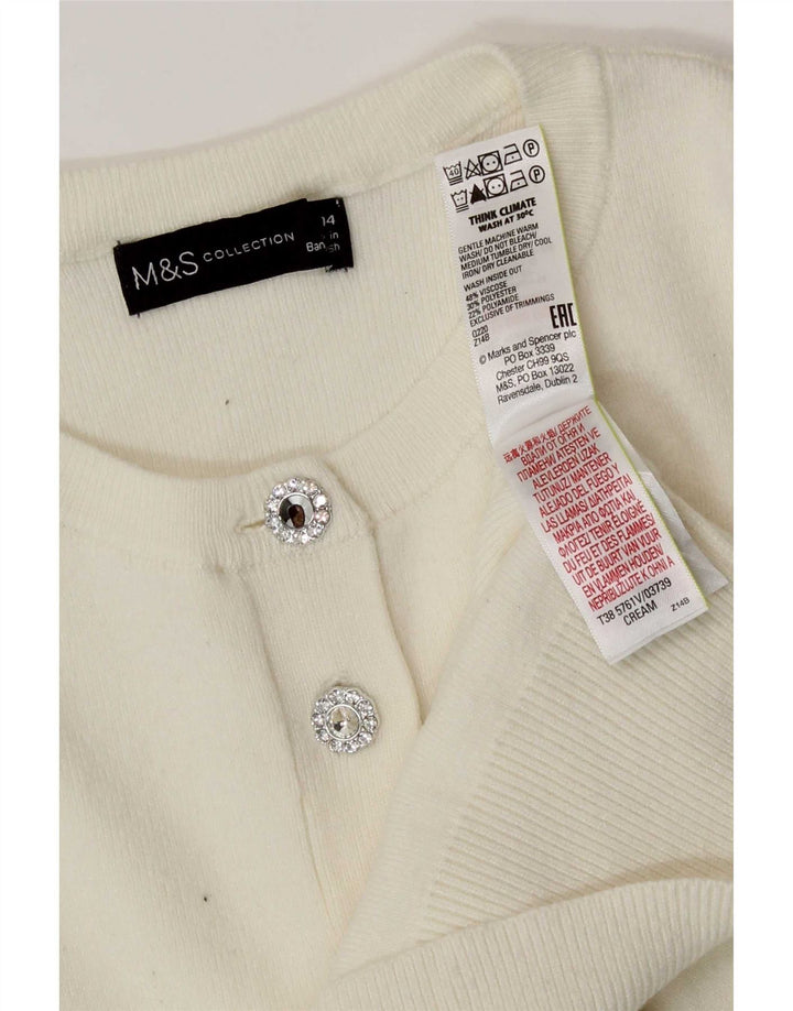 Suéter cardigã feminino Marks & Spencer Reino Unido 14 médio off white viscose