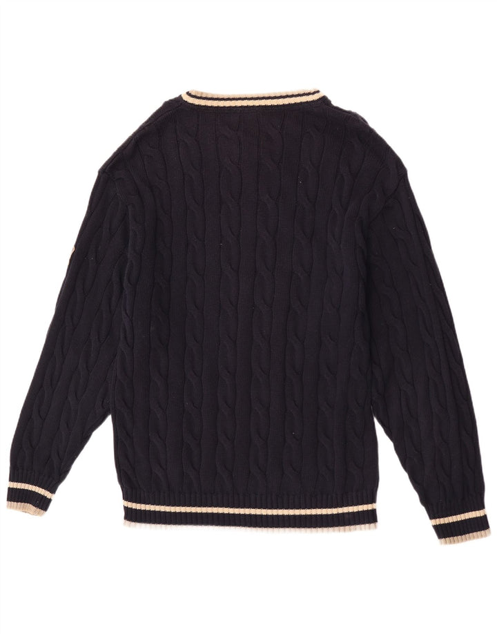 Suéter masculino Camel Active com decote em V, algodão azul marinho médio