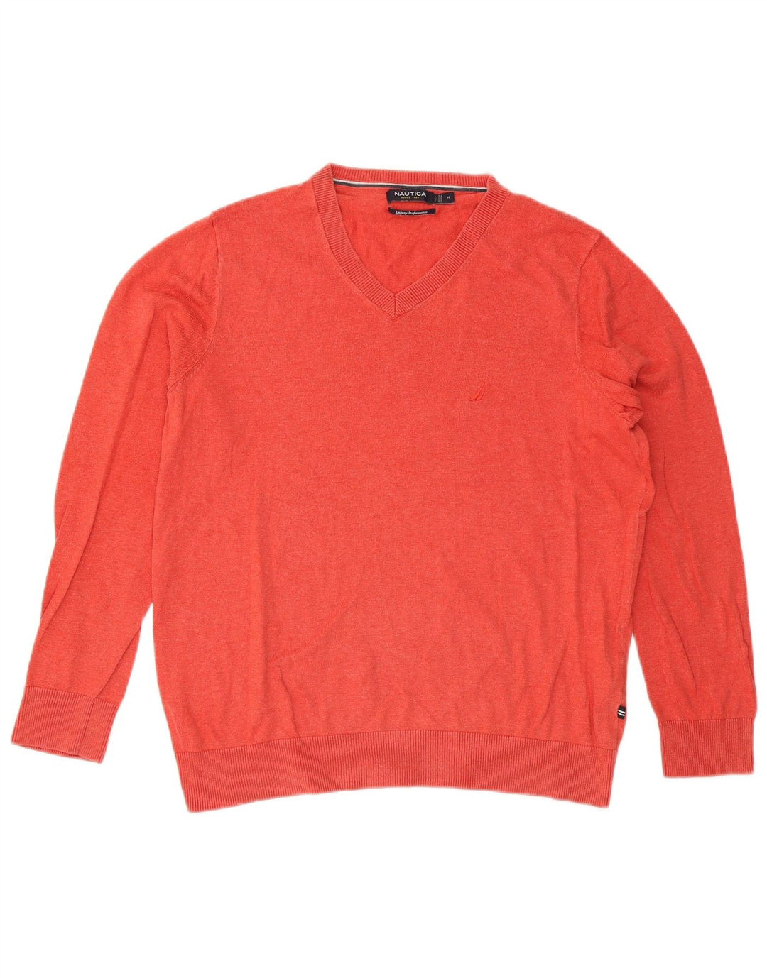 Suéter masculino Nautica com decote em V médio algodão vermelho