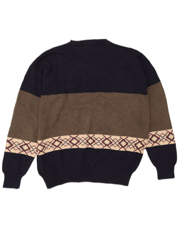 Suéter masculino Nautica Golf com gola redonda, grande bloco colorido multicolorido