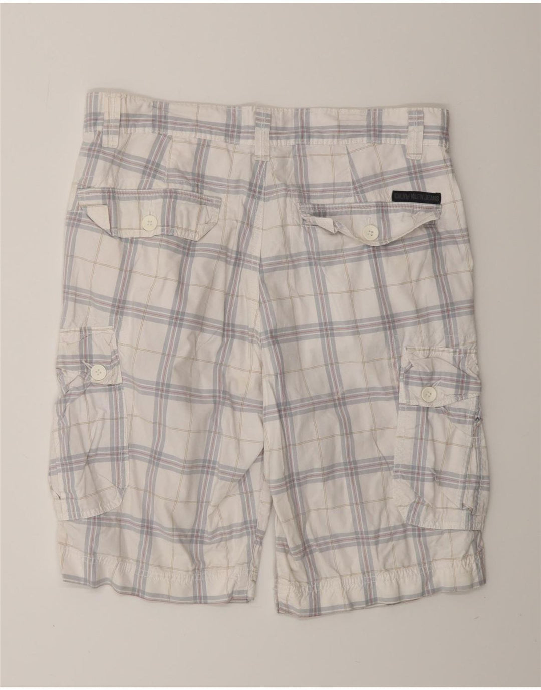 Shorts cargo masculino CALVIN KLEIN W32 algodão xadrez médio branco