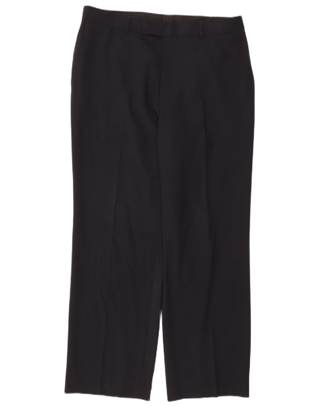 Calça feminina de terno reto HUGO BOSS W34 L31 azul marinho lã virgem