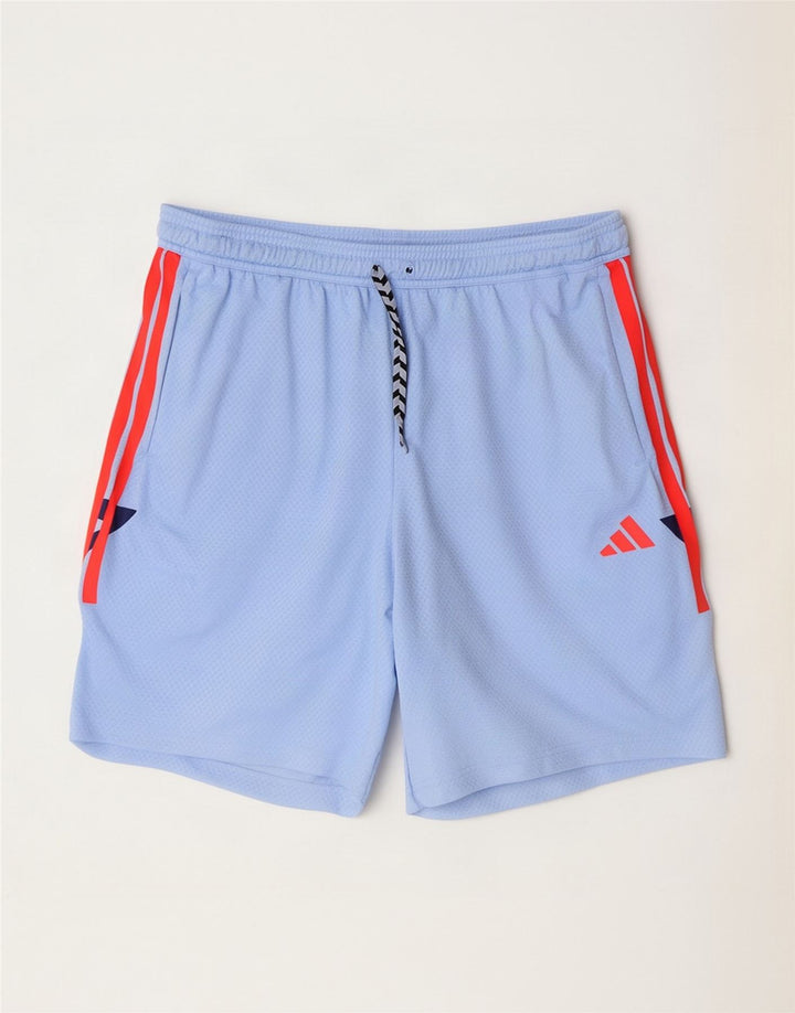 Shorts esportivos masculinos Adidas XL azul colorblock poliéster