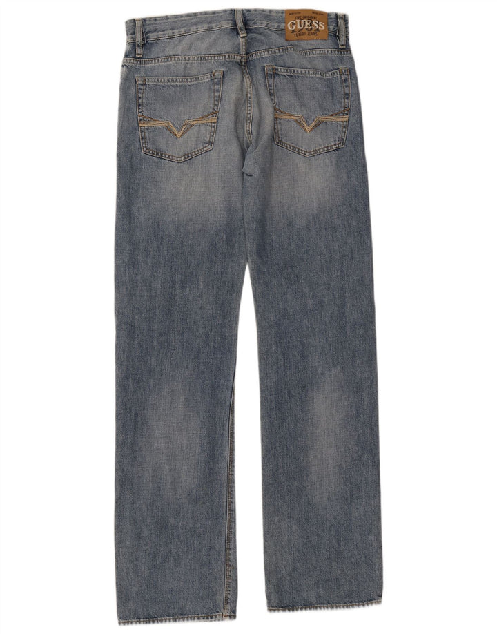 Guess Calça jeans reta feminina W31 L34 azul algodão