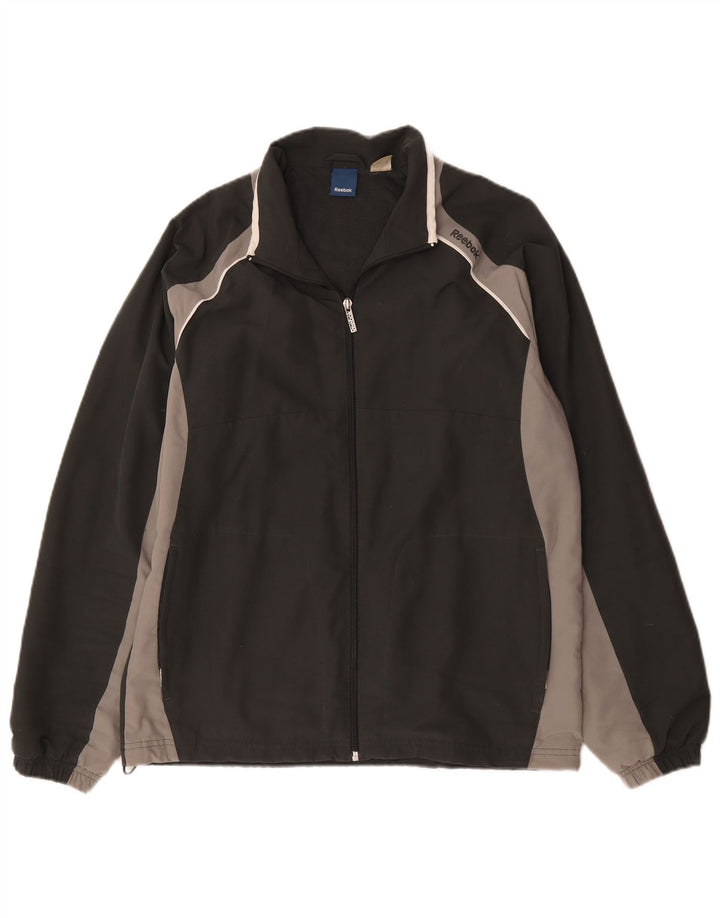 Reebok Mens Tracksuit Top Jacket Pequeno Poliéster Colorblock Preto