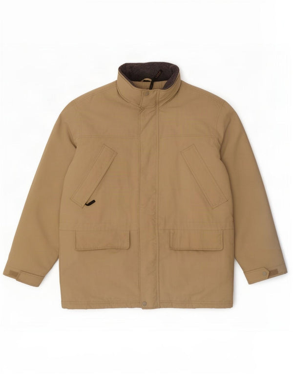 Jaqueta utilitária masculina L.L.Bean com capuz Sherpa Reino Unido 40 grande bege nylon