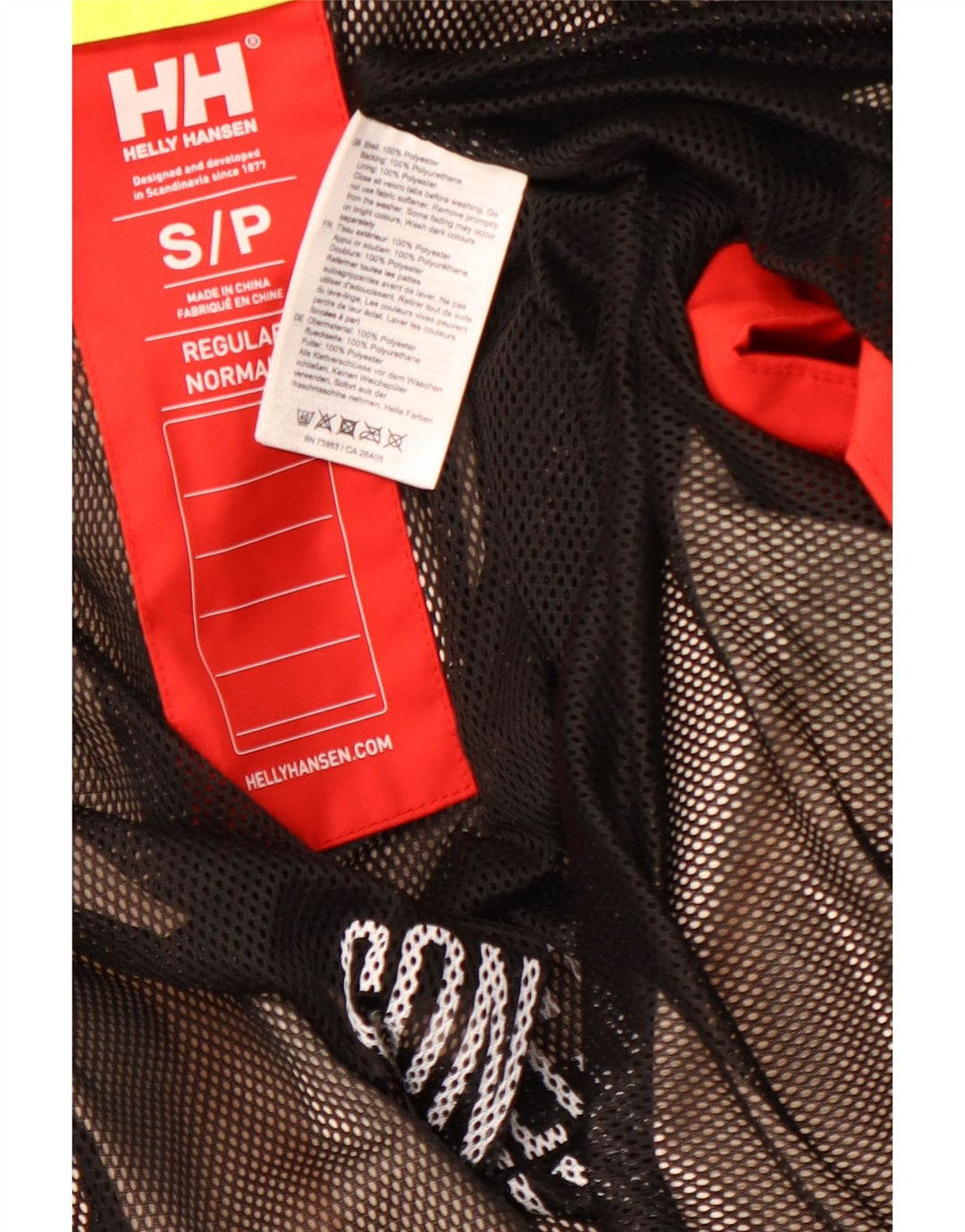 Jaqueta de chuva masculina HELLY HANSEN com capuz gráfico Reino Unido 36 pequeno bloco colorido vermelho