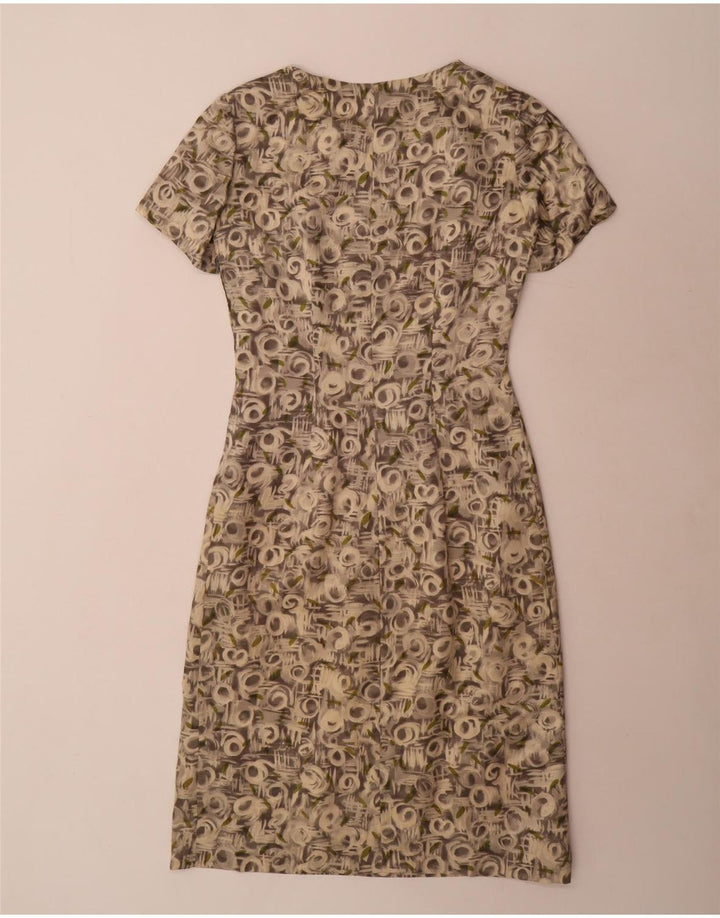 Conjunto de 2 peças vintage feminino com padrão abstrato manga 3/4 Reino Unido 12 cinza médio