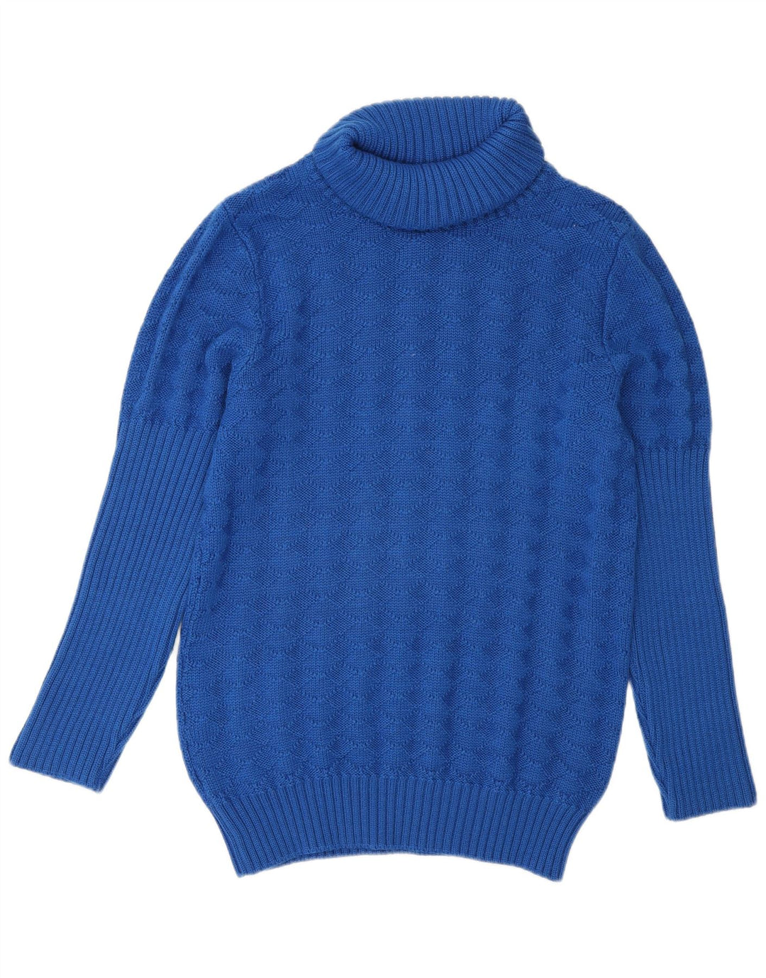 Suéter feminino vintage com gola redonda Reino Unido 14 lã azul médio