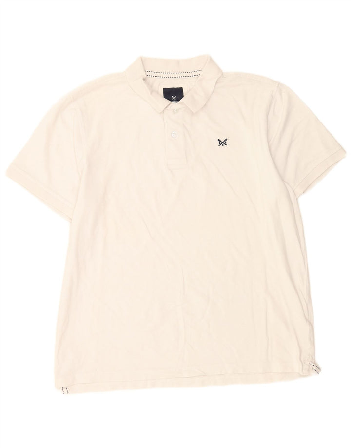 Camisa polo masculina XL de algodão branco da Crew Clothing