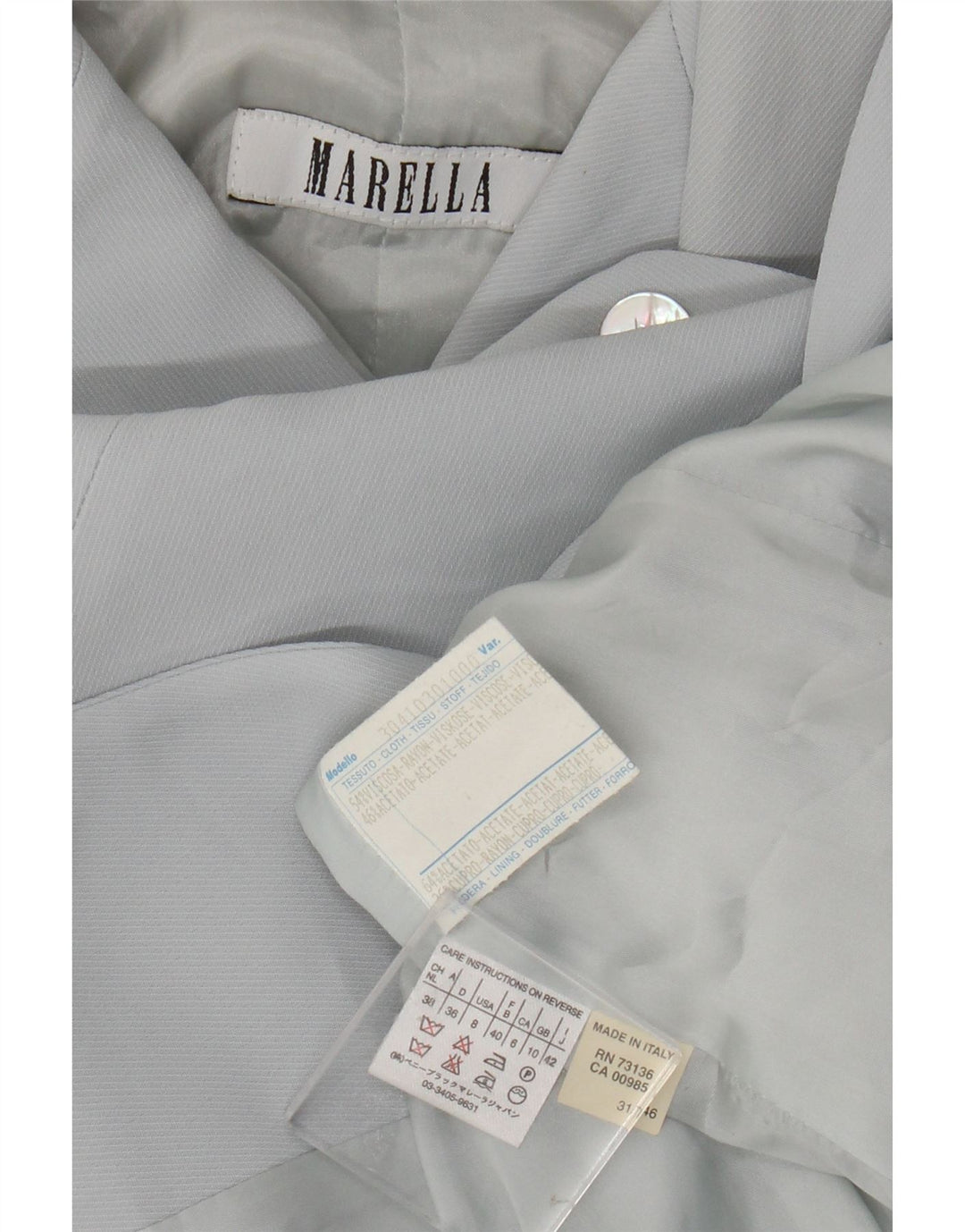 Jaqueta Blazer Longline Feminina Marella com 4 Botões Reino Unido 10 Pequeno Azul Rayon