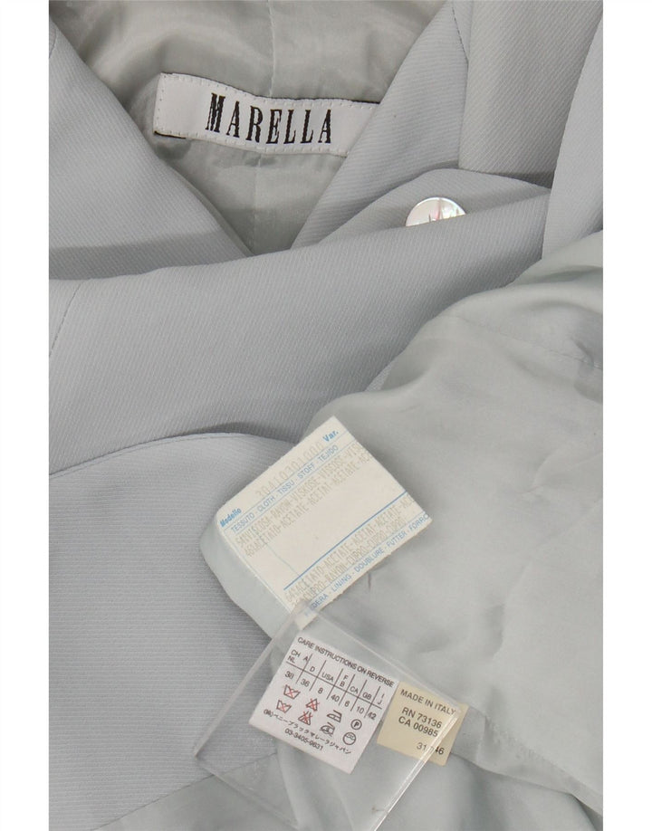 Jaqueta Blazer Longline Feminina Marella com 4 Botões Reino Unido 10 Pequeno Azul Rayon