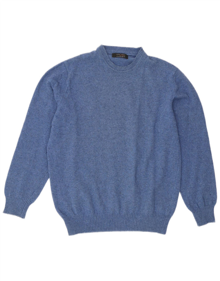 Zara Suéter masculino com gola redonda grande azul