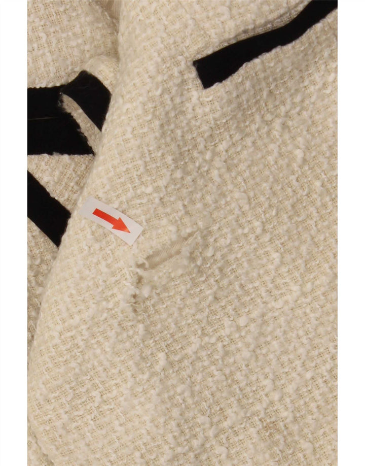 Jaqueta blazer feminina Zara com peito duplo Reino Unido 6 XS off white poliéster