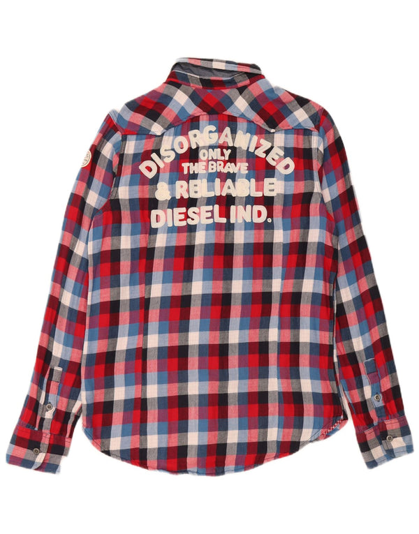 Camisa de flanela gráfica Diesel Boys 13-14 anos XL algodão xadrez multicolorido