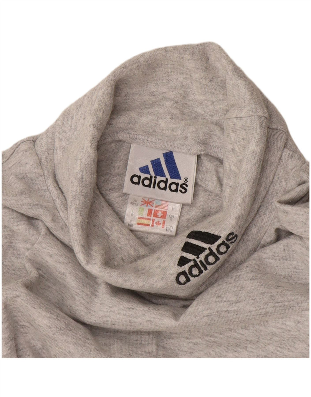 Adidas Mens Top Manga Longa UK 40/42 Algodão Cinza Médio