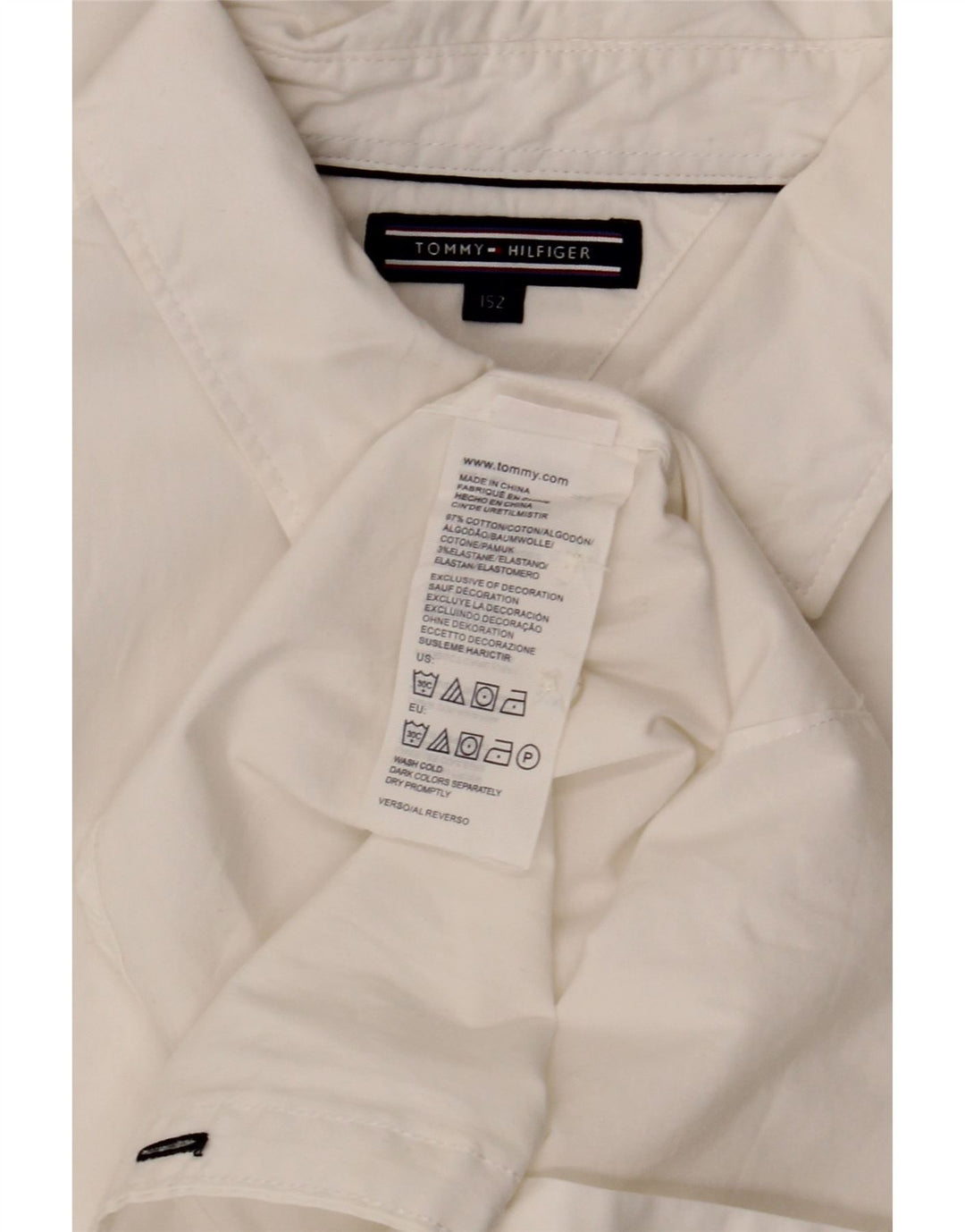 Camisa masculina Tommy Hilfiger 11-12 anos algodão branco