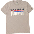 Tommy Hilfiger Camiseta masculina regular fit gráfica top médio algodão cinza