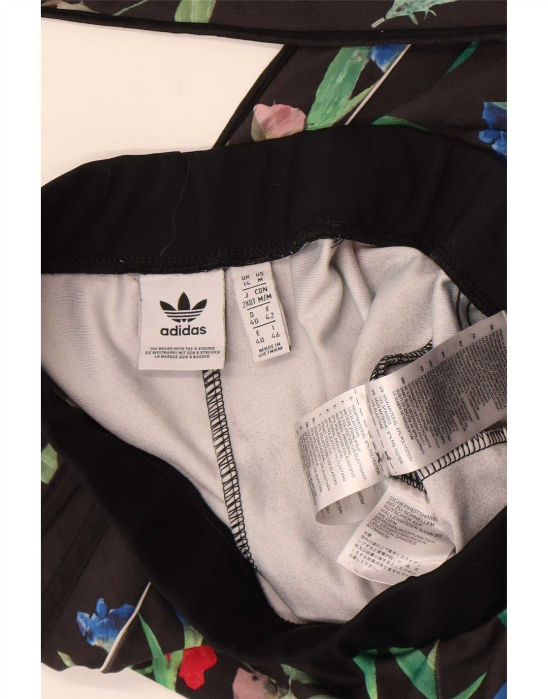Leggings Adidas Feminino UK 14 Médio Preto Floral Poliéster