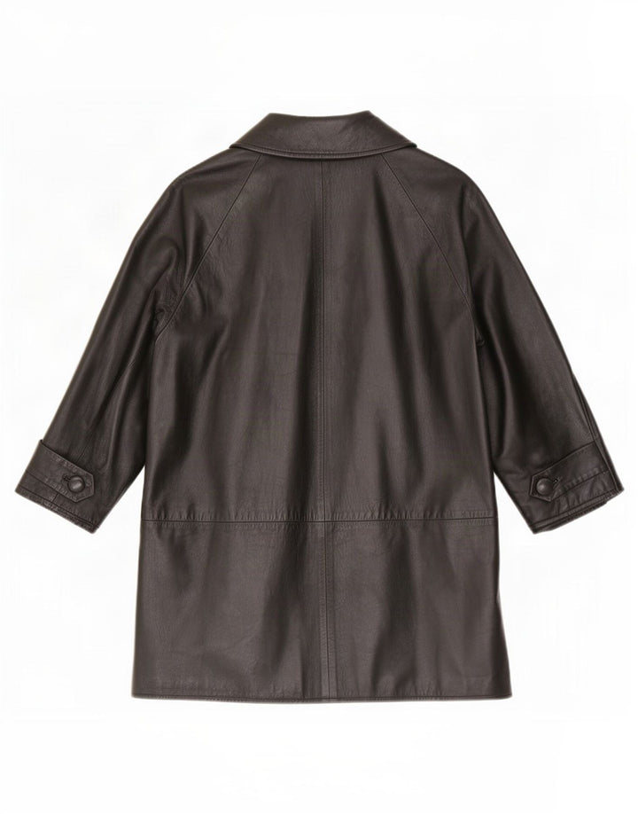 Casaco de couro feminino vintage solto IT 40 pequeno preto