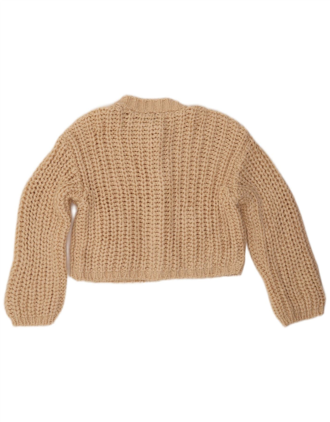 Suéter cardigã feminino superdimensionado ZARA Reino Unido 10 pequeno bege acrílico