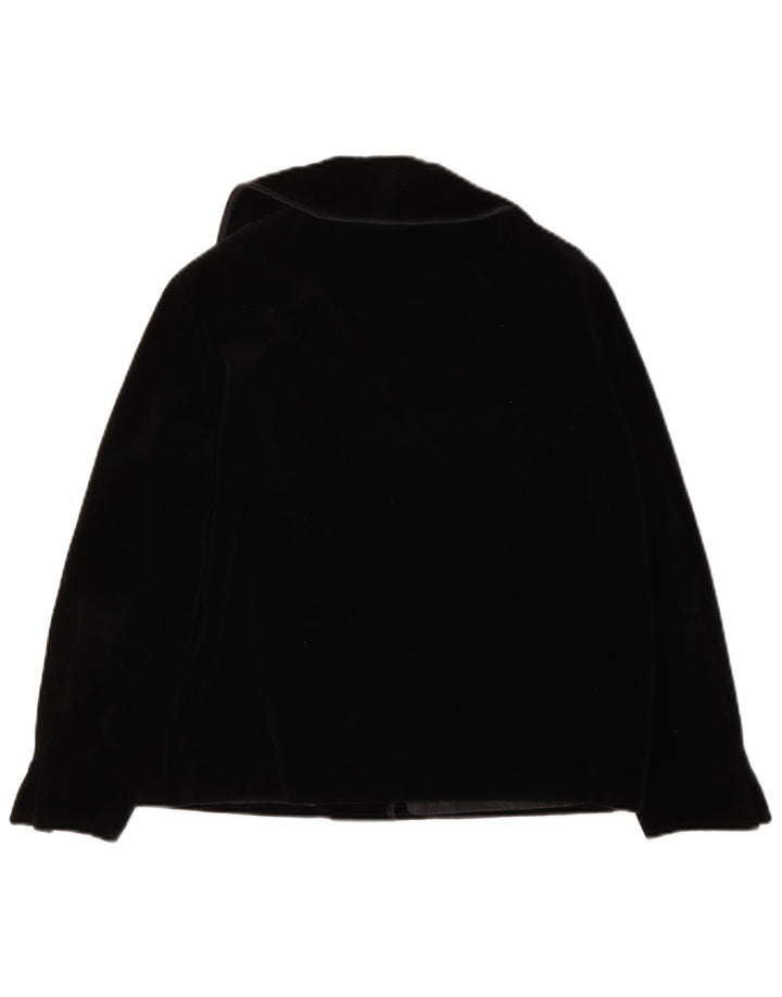 Jaqueta blazer feminina vintage de veludo com 4 botões Reino Unido 14 grande preta