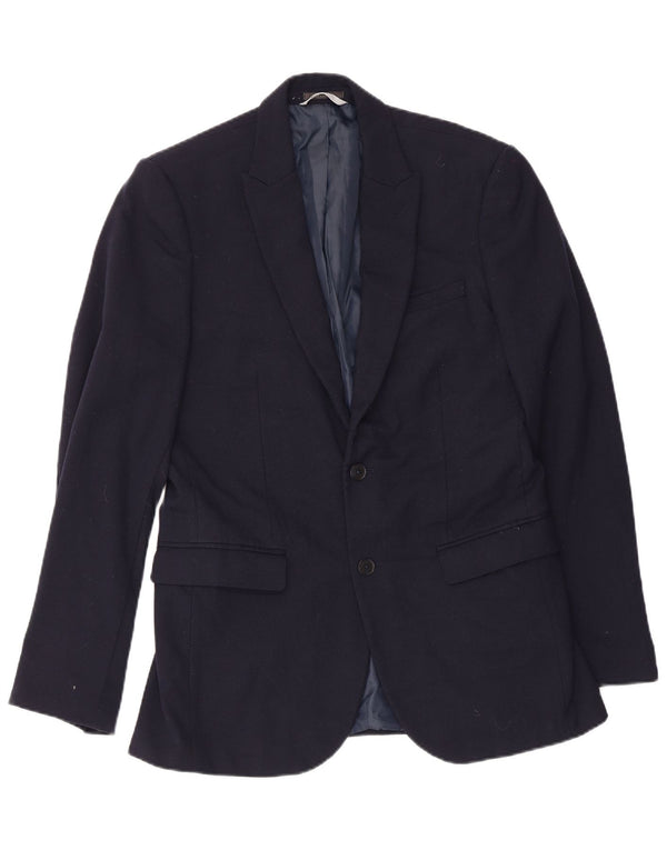 Jaqueta Blazer Masculina Marks & Spencer Slim Fit de 2 Botões Reino Unido 38 Azul Marinho Médio
