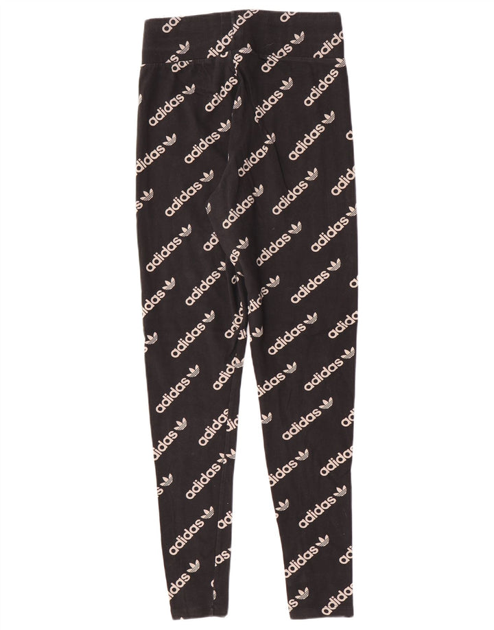 Leggings Adidas Femininas Gráficas UK 12 Médio Algodão Preto