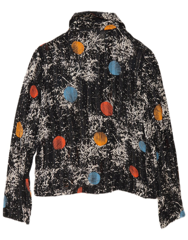 Blusa feminina vintage UK 14 média preta geométrica