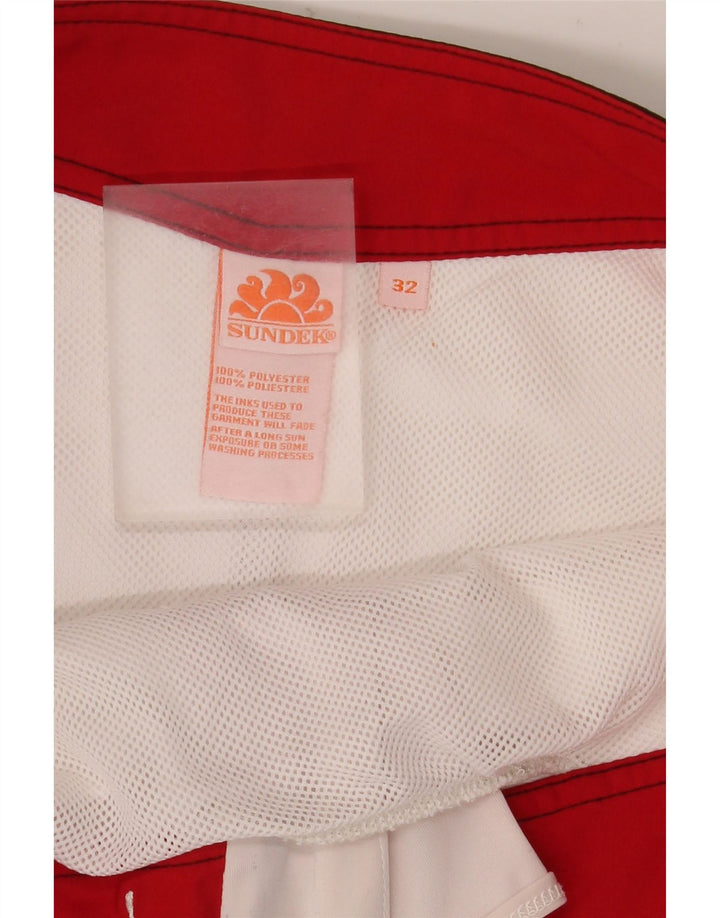 Sundek Mens Graphic Natação Shorts Grande Poliéster Branco