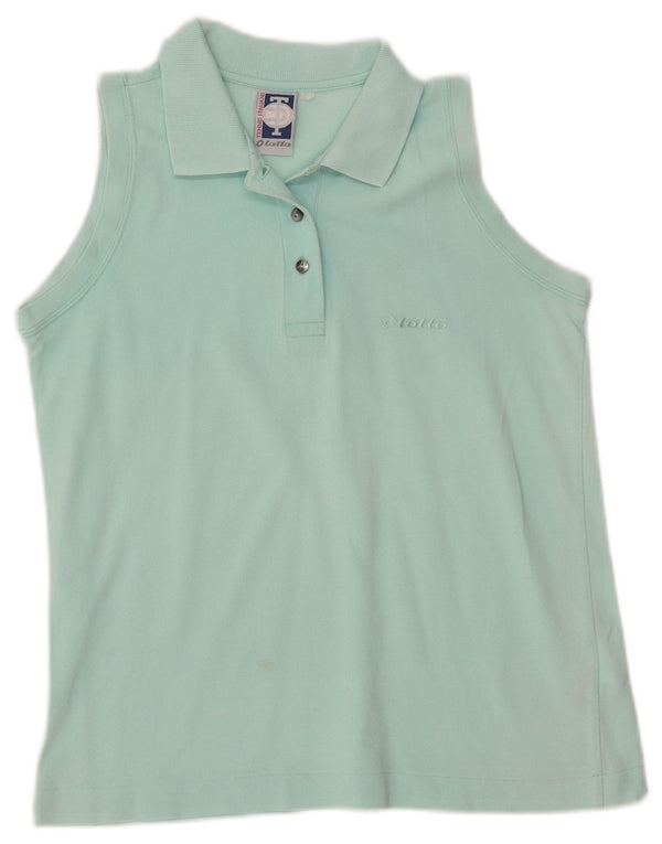 Lotto Womens Sleeveless Polo Shirt UK 10 Small Turquoise Cotton