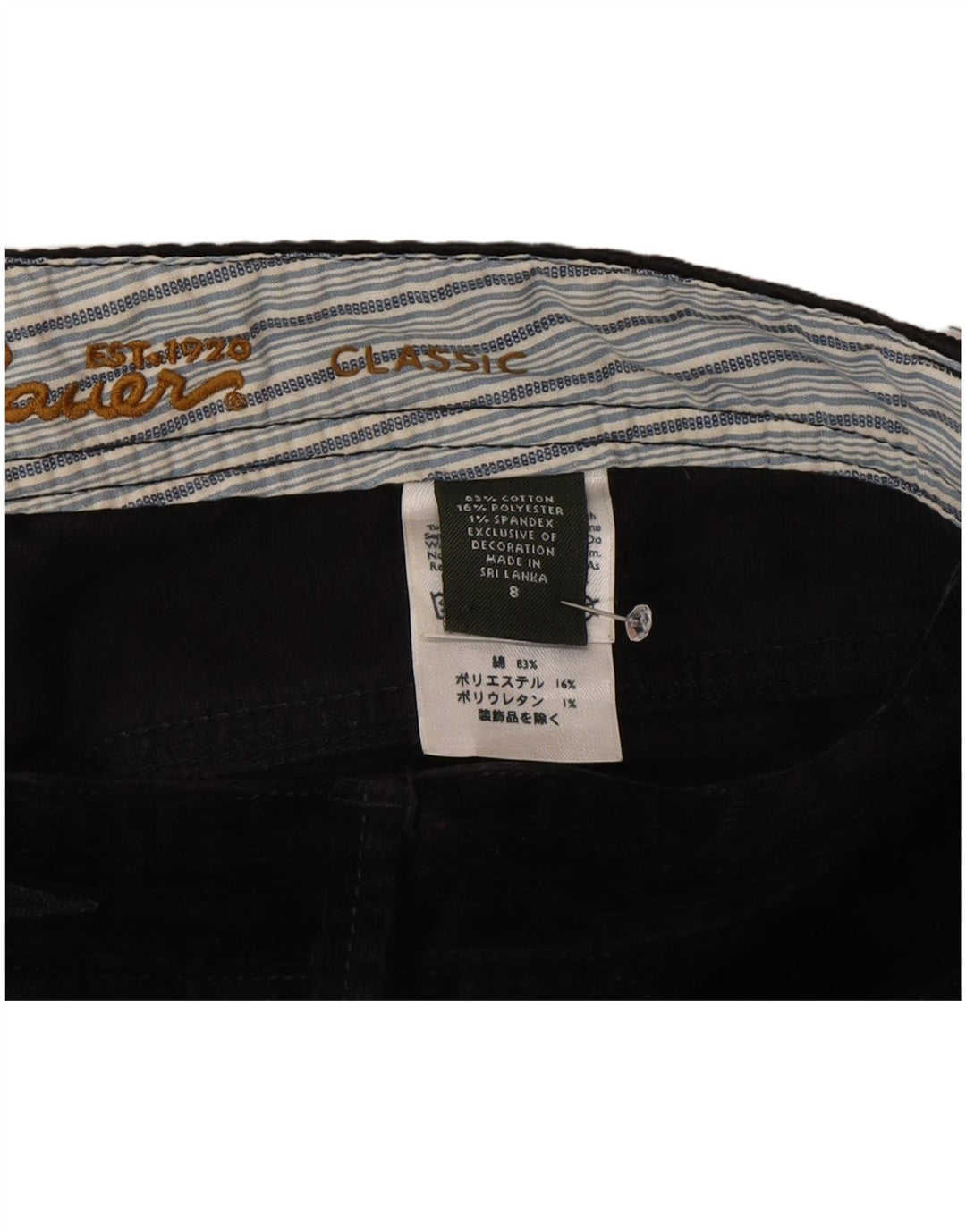 Calça feminina clássica de veludo cotelê Eddie Bauer EUA 8 médio W30 L32 preta