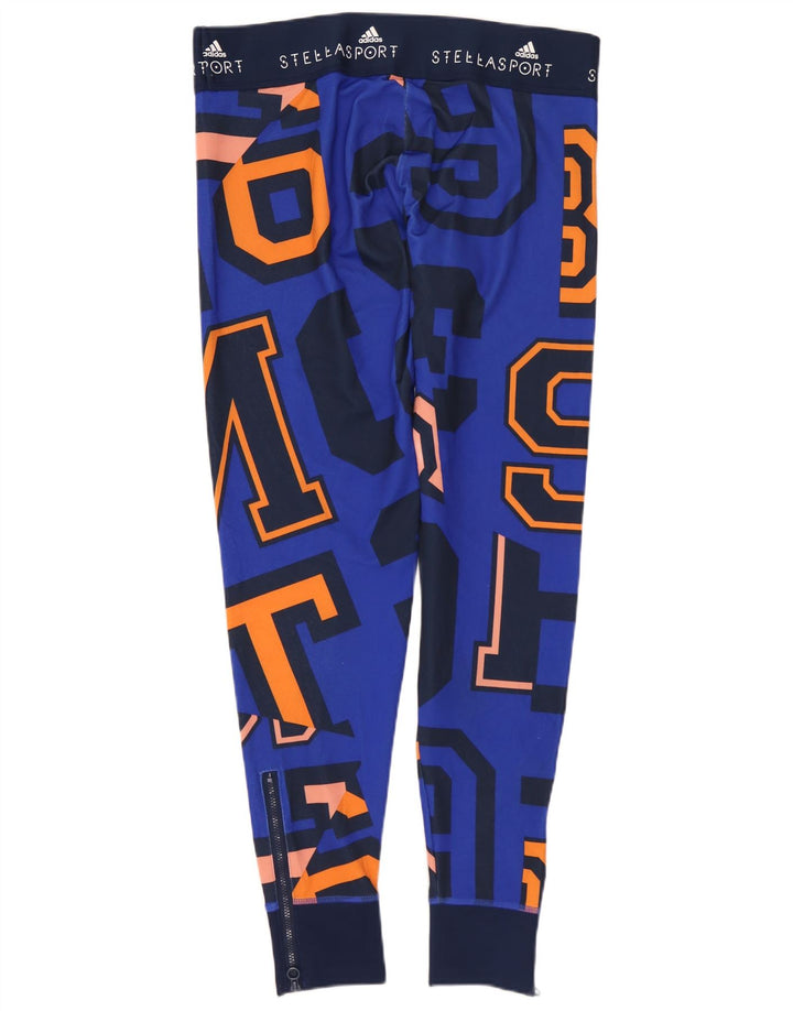ADIDAS Womens Climalite Graphic Leggings UK 14 Médio Azul Poliéster