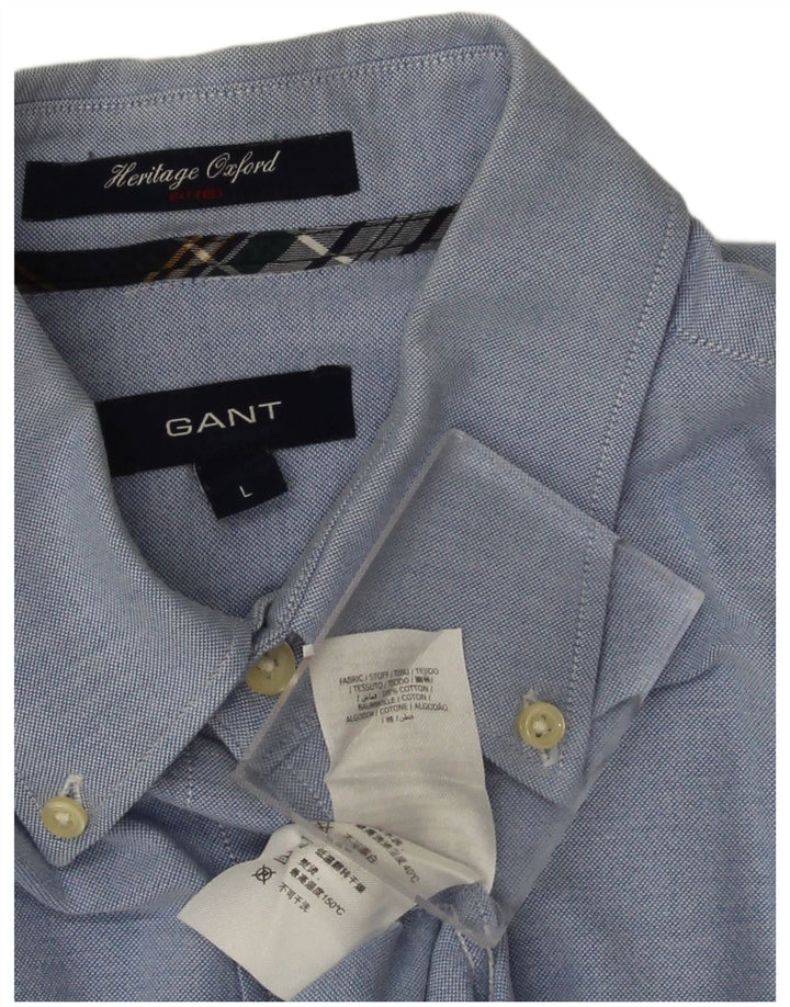 Gant Camisa masculina Heritage Oxford grande algodão azul