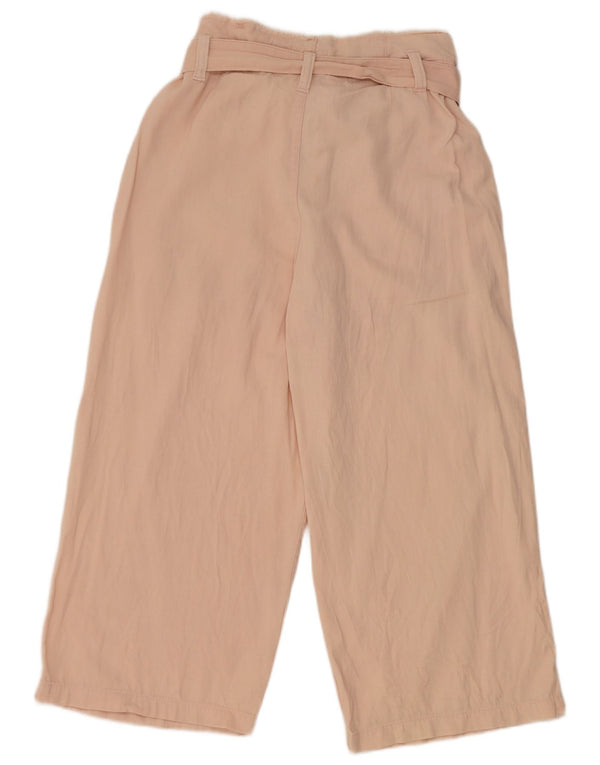Calça capri feminina de cintura alta Topshop Reino Unido 12 médio W30 L21 algodão rosa