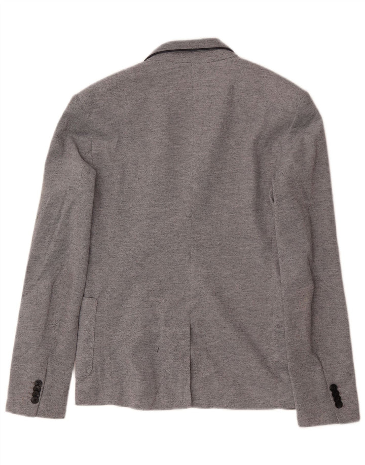 Jaqueta blazer masculina Zara com 2 botões UK 36 poliéster cinza pequeno