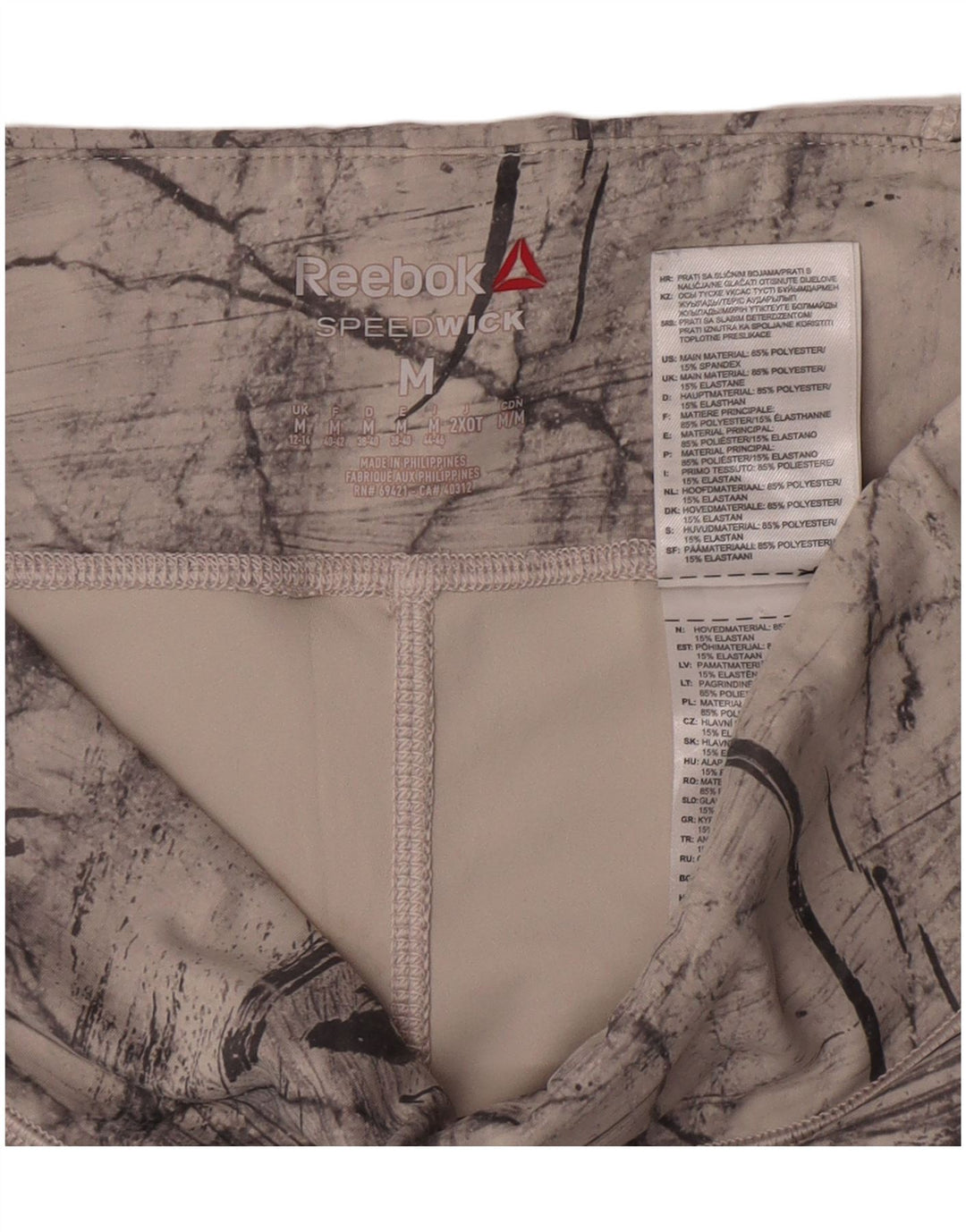 Leggings Reebok Feminino Crop Abstract Pattern UK 12/14 Cinza Médio