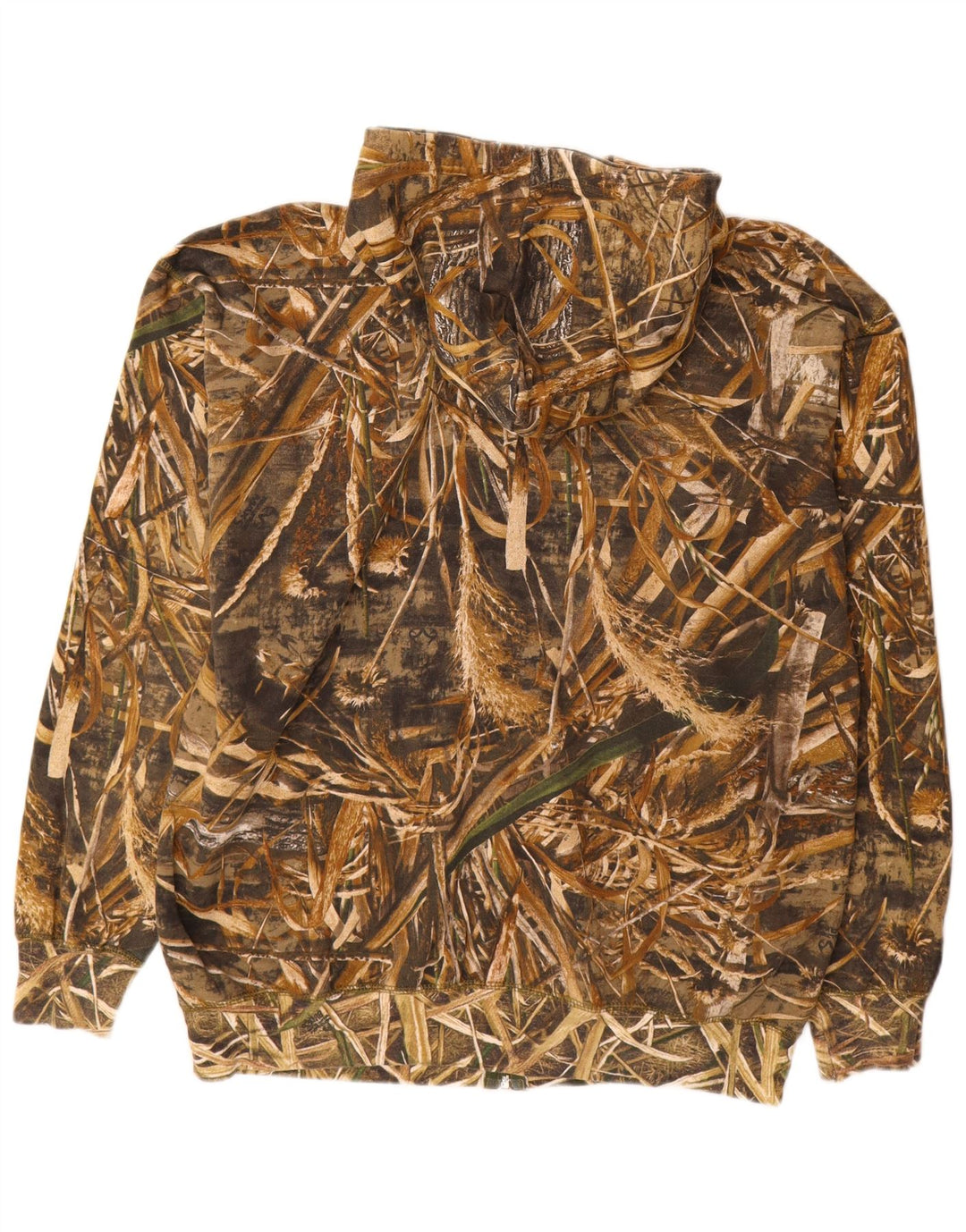 Suéter masculino VINTAGE com capuz e zíper 2XL poliéster camuflado marrom