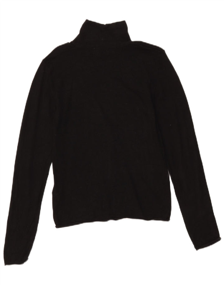 Zara Top feminino com gola redonda e manga comprida UK 12 médio preto viscose