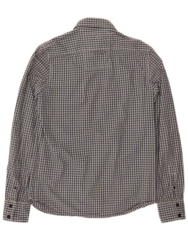 Camisa masculina Superdry grande algodão xadrez azul