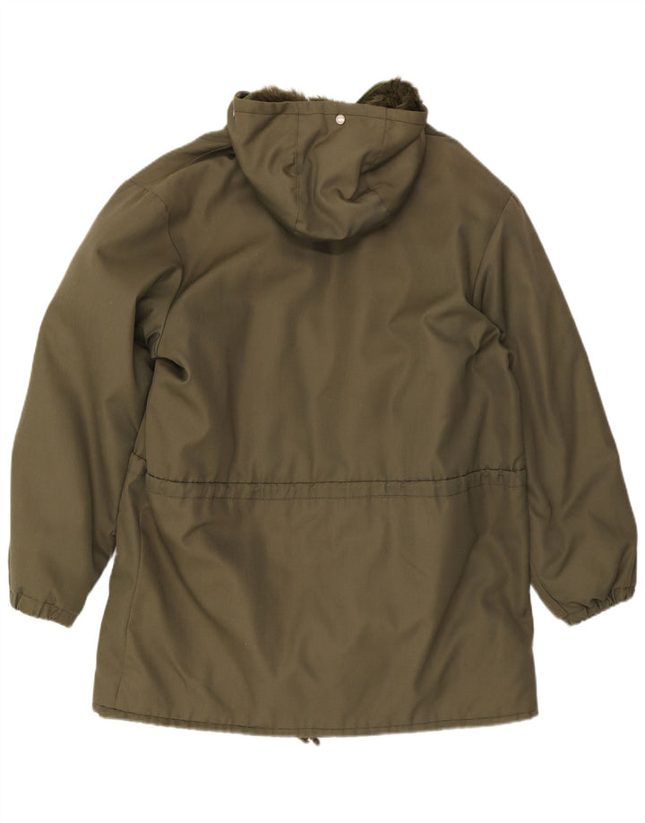 Jaqueta Parka masculina vintage com capuz IT 50 grande cáqui