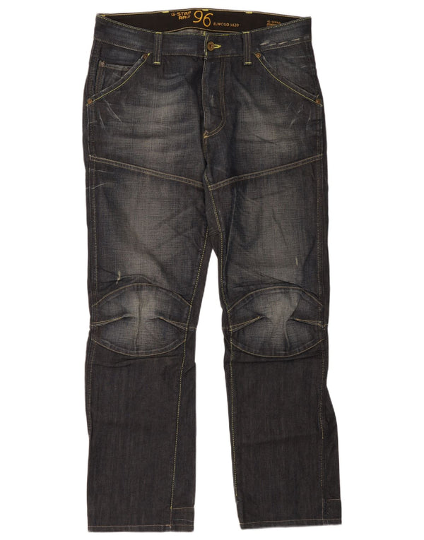 G-Star Masculino Elwood Straight Jeans W34 L30 Azul Marinho Algodão