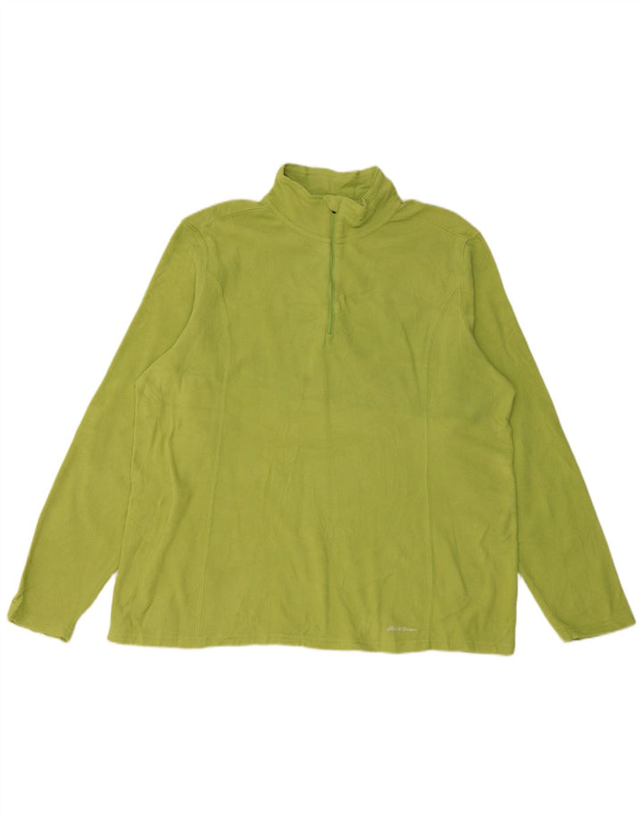 EDDIE BAUER Suéter feminino de lã com zíper e gola UK 20 2XL poliéster verde